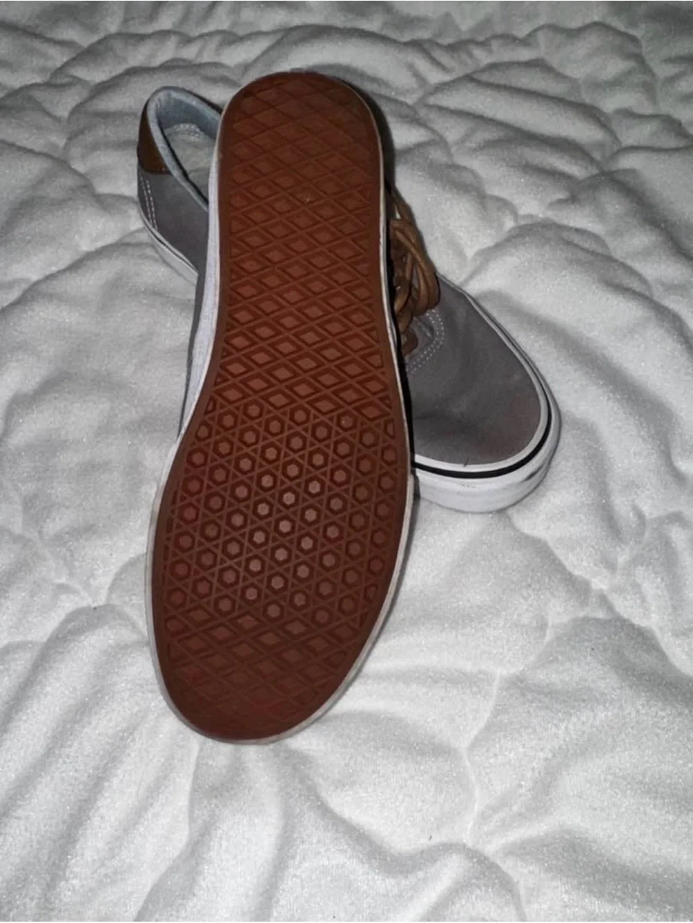 Vans Gray Canvas Sneakers with Brown Laces